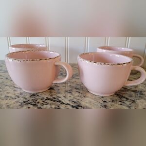Elegant Pink Ceramic Teacup Set